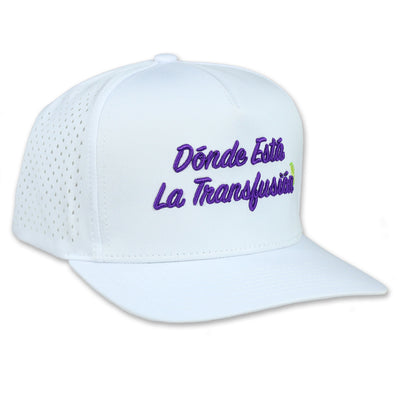white purple fun trucker transfusion golf hat